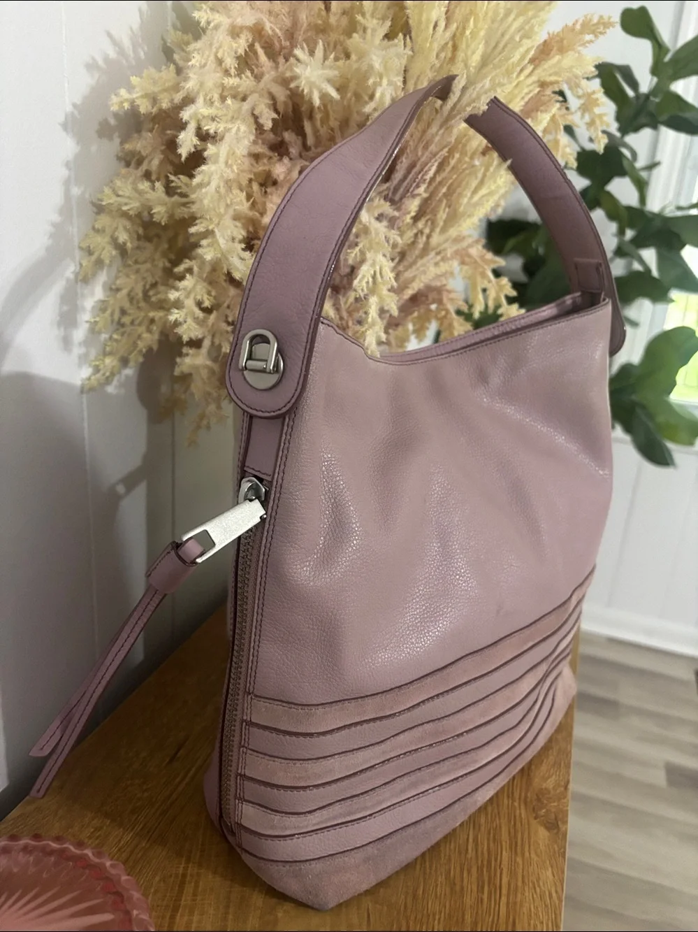 Fossil  Maya Leather Hobo Shoulder Bag in Dusty Pink